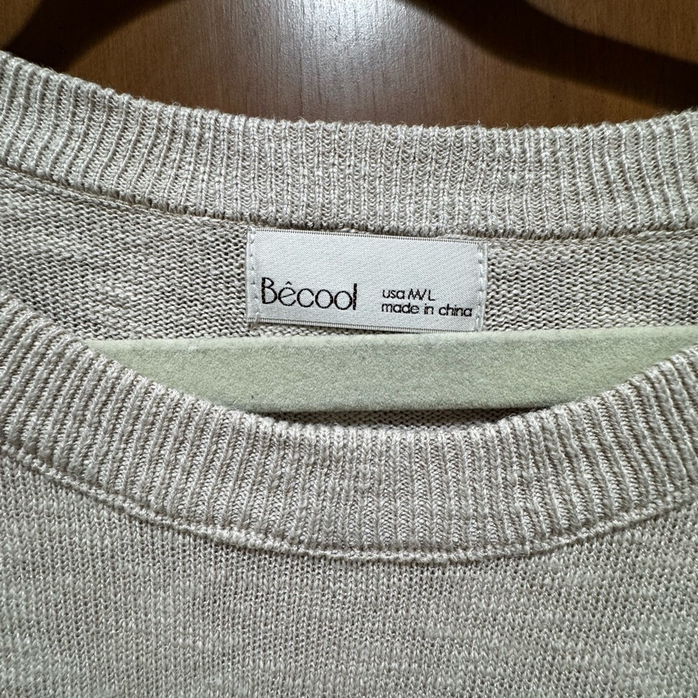 Women's Striped Crew Neck Sweater - Cream and Brown - Picture 2 of 4